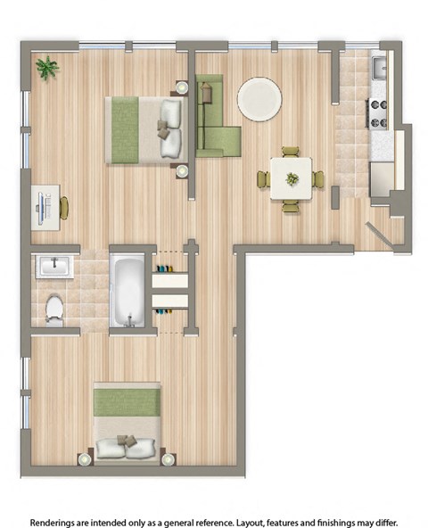 hampton courts two bedroom floor plan
